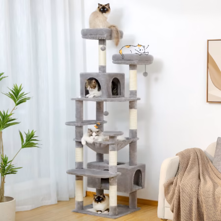 Large Cat Tree and Tower for Indoor Cats With Sisal-Covered