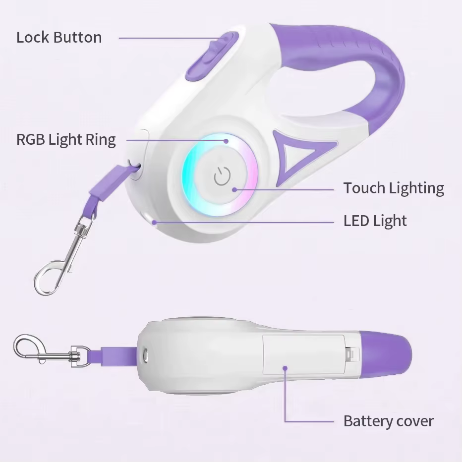 LED Retractable Dog Leash with light for Puppies Small Medium - Image 2